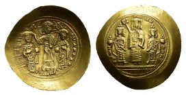 Romanus IV Diogenes, with Eudocia, Michael VII, Constantius and Andronicus, 1068-1071. Histamenon Nomisma (Gold, 27.23 mm, 4.33 g). Constantinopolis. ...