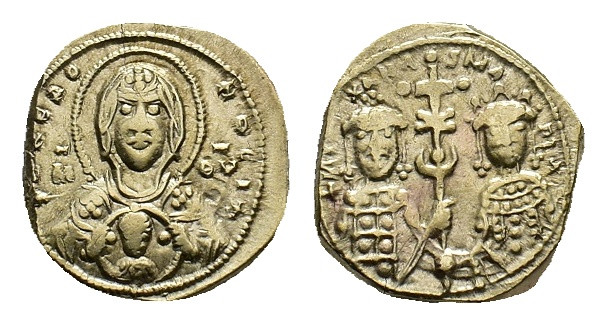 Michael VII Ducas with Maria, 1071-1078. Tetarteron Nomisma (Electrum, 17.61 mm,...