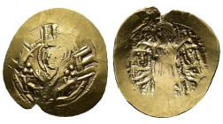 Andronicus II Paleologus, 1282-1328, with Andronicus III. Hyperpyron, (Gold, 24.05 mm, 4.58 g). Constantinopolis, circa 1325-1328. The Virgin Mary nim...