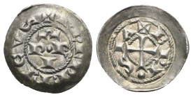 Brescia. Comune, 1184-1337. Denaro scodellato (Silver, 15.5 mm, 0.70 g). Struck in the name of Holy Roman Emperor Federico I, 1184-1289. FREDERICVS, Ω...