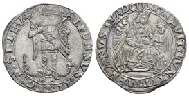 Napoli. Alfonso II d’Aragona, 1494-1495. Coronato. (Silver, 28 mm. 3.42 g). ALFONSVS II D G R SI I E V St. Michael standing with spear and shield, sla...