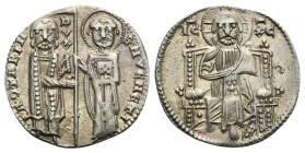 Venezia. Iacopo Contarini, 1275-1280. Grosso (Silver, 21 mm, 2.17 g). IA 9TARIN DVX S M VENETI San Marco standing in front of the Doge, while handing ...