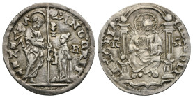 Venezia. Andrea Gritti, 1523-1532. Marcello or Mezza Lira (Silver, 28 mm, 3.16 g). 
ANDREAS GRITI DVX S M VENET St. Mark standing to right, holding Go...