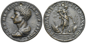 Alessandro de’Medici, duke of Florence, 1532-1537. Medal 1534. (Bronze, 44 mm. 52.88 g). By Francesco Dal Prato. ALEX MED FLORENTIAE DVX PRIMVS Bare h...