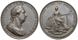 George III. 1760-1820. Medal (Bronze, 48.5 mm, 64.27 g). Union of Ireland with Great Britain. Dated 4 June 1737. Struck 1801. GEORGIUS III D G BRITANN...