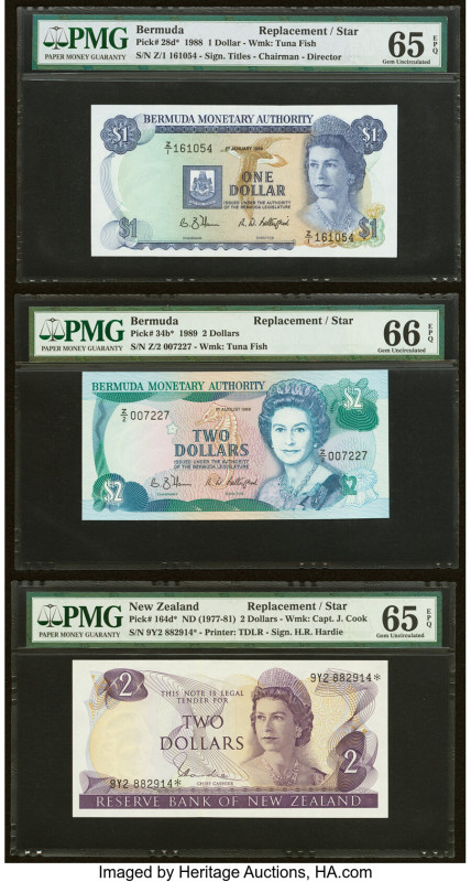 Bermuda Monetary Authority 1; 2 Dollar 1.1.1988; 1.8.1989 Pick 28d*; 34b* Two Re...