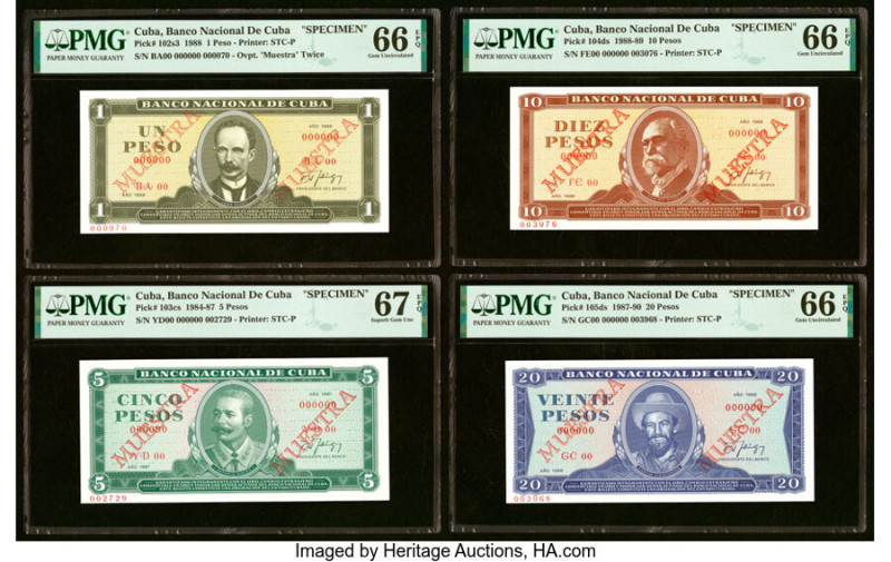 Cuba Banco Nacional de Cuba 1; 5; 10; 20 Pesos 1988 (3); 1987 Pick 102s3; 103cs;...