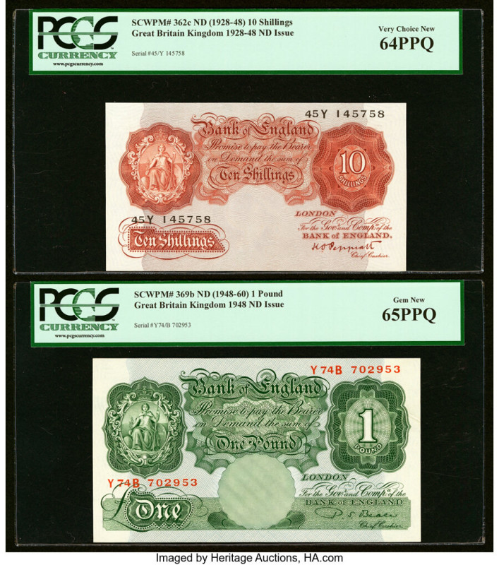 Great Britain Bank of England 10 (2) Shillings; 1; 5 Pounds ND (1928-70) Pick 36...