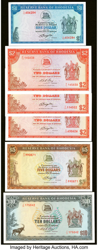 Rhodesia Reserve Bank of Rhodesia Group Lot of 6 Examples Crisp Uncirculated. HI...