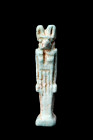 EGYPTIAN FAIENCE AMULET OF ANUBIS

 Ca. 664-332 BC
 A faience funerary amulet of the god of mummification and the underworld, Anubis. Superb blue c...