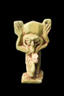 EGYPTIAN FAIENCE AMULET OF SHU

 Ca. 664-332 BC
 An amulet made of apple green faience of the air god Shu. He is depicted kneeling, with one knee t...