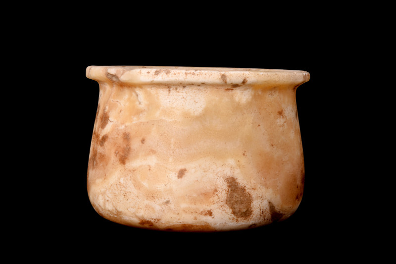 EGYPTIAN ALABASTER VESSEL

 New Kingdom, ca. 1550-1070 BC
 A nice vessel craf...