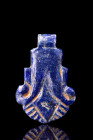 EGYPTIAN LAPIS LAZULI PALMETTE AMULET

 Ca. 1070-664 BC
 An exquisite lapis lazuli amulet modelled in the shape of a blossoming palmette, likely a ...