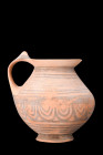 DAUNIAN POTTERY JUG WITH A HANDLE

 Ca. 400-300 BC
 A terracotta jug captures the essence of the Daunian culture through its distinct features. The...