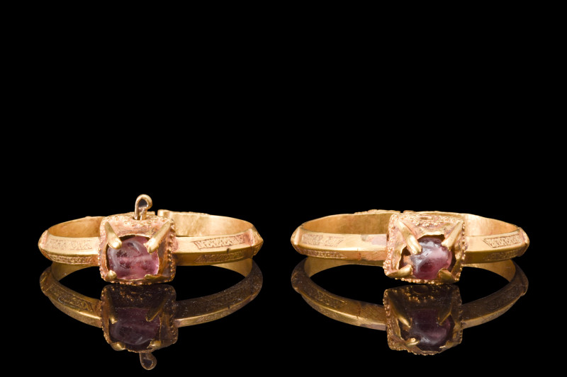 SELJUK PAIR OF GOLD BRACELETS

 Ca. 1100-1200 AD
 A pair of gold bracelets. E...