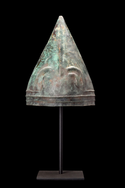 URARTIAN BRONZE HELMET WITH INSCRIPTION 

 Ca. 800-700 BC
 A helmet formed of...