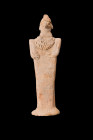 SYRO-HITTITE TERRACOTTA IDOL

 Ca. 2750-1900 BC
 A terracotta idol characterized by its pillar-shaped body and flat flared base. The hands of this ...