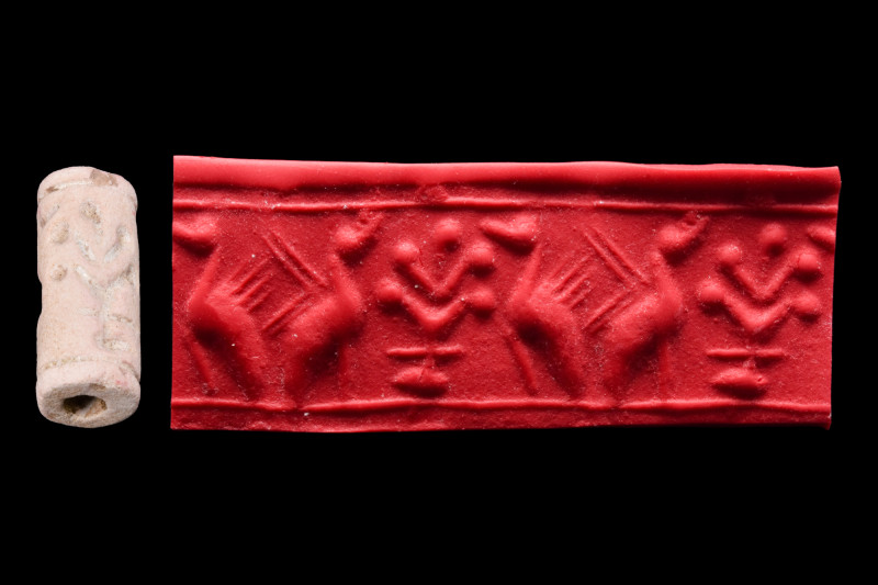 MITANNI-CANAANITE COMPOSITE CYLINDER SEAL

 Ca. 1500-1300 BC
 A composite cyl...