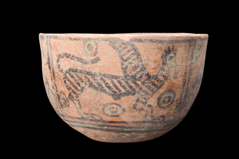 INDUS VALLEY TERRACOTTA BOWL WITH GRIFFIN AND BIRD

 Ca. 3000-2500 BC
 A terr...