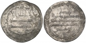 ABBASID, AL-MA’MUN (194-218h), Dirham, Dimashq 207h. Reverse: citing the caliph and Muhammad b. Bayhas. Weight: 2.99g Reference: Lowick 617, citing a ...