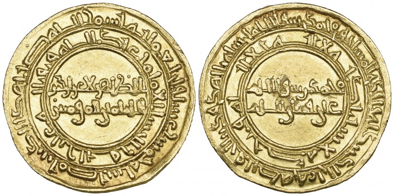 FATIMID, AL-ZAHIR (411-427h), Dinar, Misr 415h. Obverse: in margin: pellet above...