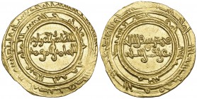 FATIMID, AL-ZAHIR (411-427h), Dinar, al-Mansuriya 423h. Obverse: marginal legend lacks mi’at at end of date; letter ra or dal above field. Weight: 4.0...