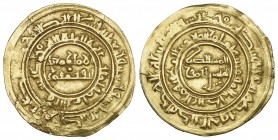 FATIMID, AL-MUSTANSIR (427-487h), Dinar, Zabid 445h. Weight: 2.40g Reference: Nicol 1738. Flan faults on obverse, otherwise good very fine and rare
V...
