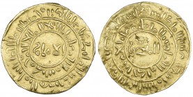 FATIMID, AL-AMIR (495-524h) Quarter-dinar, without mint-name [probably Dhu Jibla], [5]19h. Obverse: with al-malik al-sayyid after ‘19’ in date formula...
