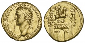 Nero Claudius Drusus (brother of Tiberius, father of Claudius, died 9 BC), aureus, Rome, struck under Claudius, c. 41-45, NERO CLAVDIVS DRVSVS GERMANI...