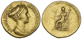 Sabina (wife of Hadrian, died 136), aureus, Rome, 128-136, SABINA AVGVSTA IMP HADRIANI AVG P P, diademed and draped bust right, rev., no legend, Ceres...