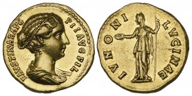 Faustina Junior (wife of Marcus Aurelius, died 175), aureus, Rome, undated, FAVSTINAE AVG PII AVG FIL, draped bust right with band of pearls round hea...