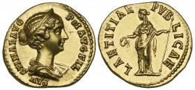 Faustina Junior (wife of Marcus Aurelius, died 175), aureus, Rome, undated, FAVSTINAE AVG PII AVG FIL, diademed and draped bust right, rev., LAETITIAE...