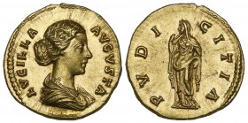 Lucilla (wife of Lucius Verus, died 182), aureus, Rome, undated, LVCILLA AVGVSTA, draped bust right, rev., PVDICITIA, Pudicitia, veiled, standing left...