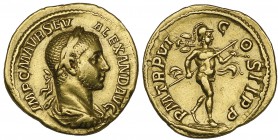 Severus Alexander (222-235), aureus, Rome, 227, IMP C M AVR SEV ALAXAND AVG, laureate, draped and cuirassed bust right, rev., P M TR P VI COS II P P, ...