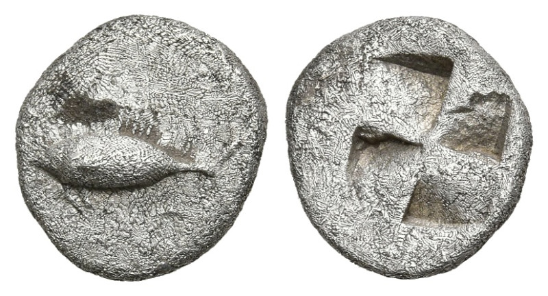 Greek
MYSIA. Kyzikos. (Circa 520-480 BC).
AR Obol (9.19mm 0.62g)