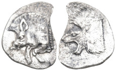Greek
MYSIA. Kyzikos. (450-400 BC)
AR Obol (12mm 0.69g)