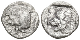Greek
MYSIA. Kyzikos. (Circa 450-400 BC).
AR Obol (9.2mm 0.71g)