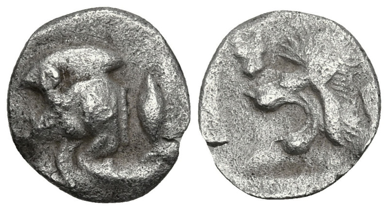 Greek
MYSIA. Kyzikos. (Circa 450-400 BC).
AR Hemiobol (6.3mm 0.38g).