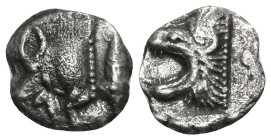 Greek
MYSIA. Kyzikos (Circa 450-400 BC)
AR Hemiobol (5.3mm 0.29g)