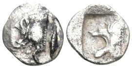 Greek
MYSIA. Kyzikos. (Circa 450-400 BC).
AR Hemiobol (8mm 0.33g)