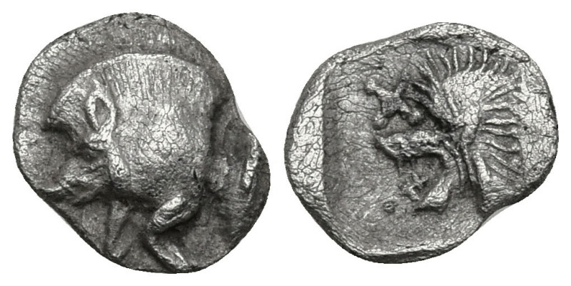 Greek
MYSIA. Kyzikos. (Circa 450-400 BC).
AR Tetartemorion (4.9mm 0.2g)