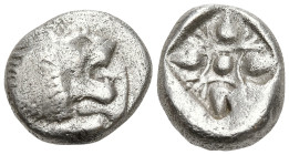 Greek
IONIA. Miletos. 8Late 6th-early 5th century BC).
AR Diobol (11.5mm 1.14g).