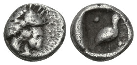 Greek
CARIA. Mylasa. (Circa 420-390 BC).
AR Tetartemorion (3.5mm 0.27g)