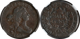 1806 Draped Bust Half Cent. Small 6, Stemless Wreath. VF-20 BN (NGC).

PCGS# 1093. NGC ID: 222J.