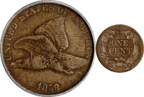 1858/7 Flying Eagle Cent. Snow-1, FS-301. Large Letters, High Leaves (Style of 1857). VF-20 (ICG).

PCGS# 37383. NGC ID: 2277.