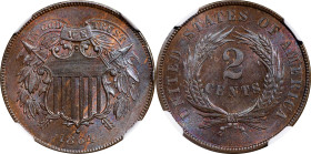 1864 Two-Cent Piece. Large Motto. MS-63 BN (NGC).

PCGS# 3576. NGC ID: 22N9.