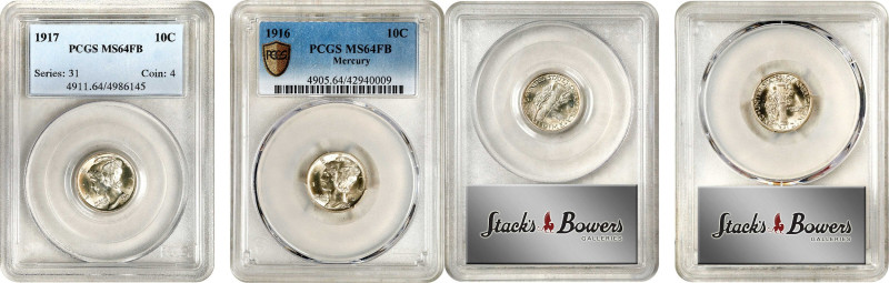 Lot of (2) Early Date Mercury Dimes. MS-64 FB (PCGS).

Included are: 1916; and...