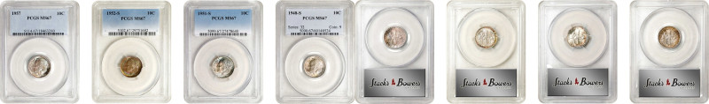 Lot of (4) 1940s and 1950s Roosevelt Dimes. MS-67 (PCGS).

Included are: 1948-...