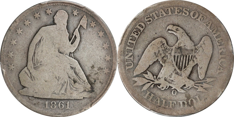 1861-O Liberty Seated Half Dollar. Confederate States Issue. CSA Die Crack. Good...