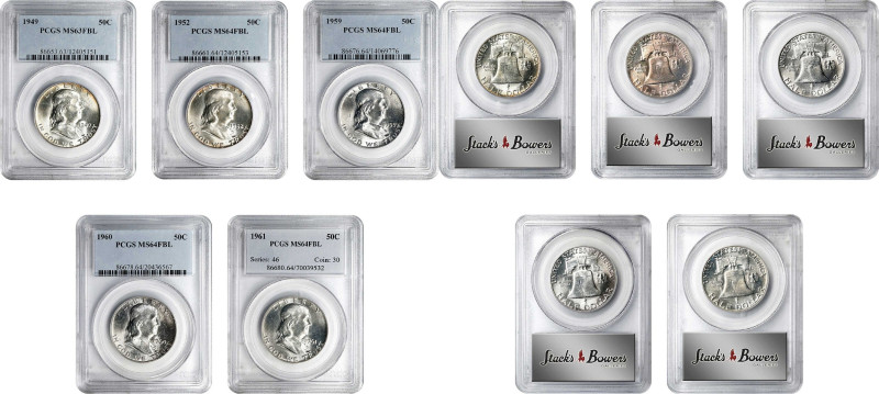 Lot of (5) Full Bell Lines Franklin Half Dollars. (PCGS).

Included are: 1949 ...